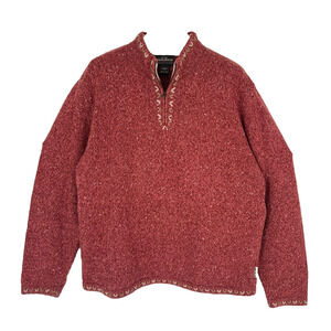 Woolrich Sweater Womens L Wool Mock Neck Hippie Granola Heritage Outdoor Folk